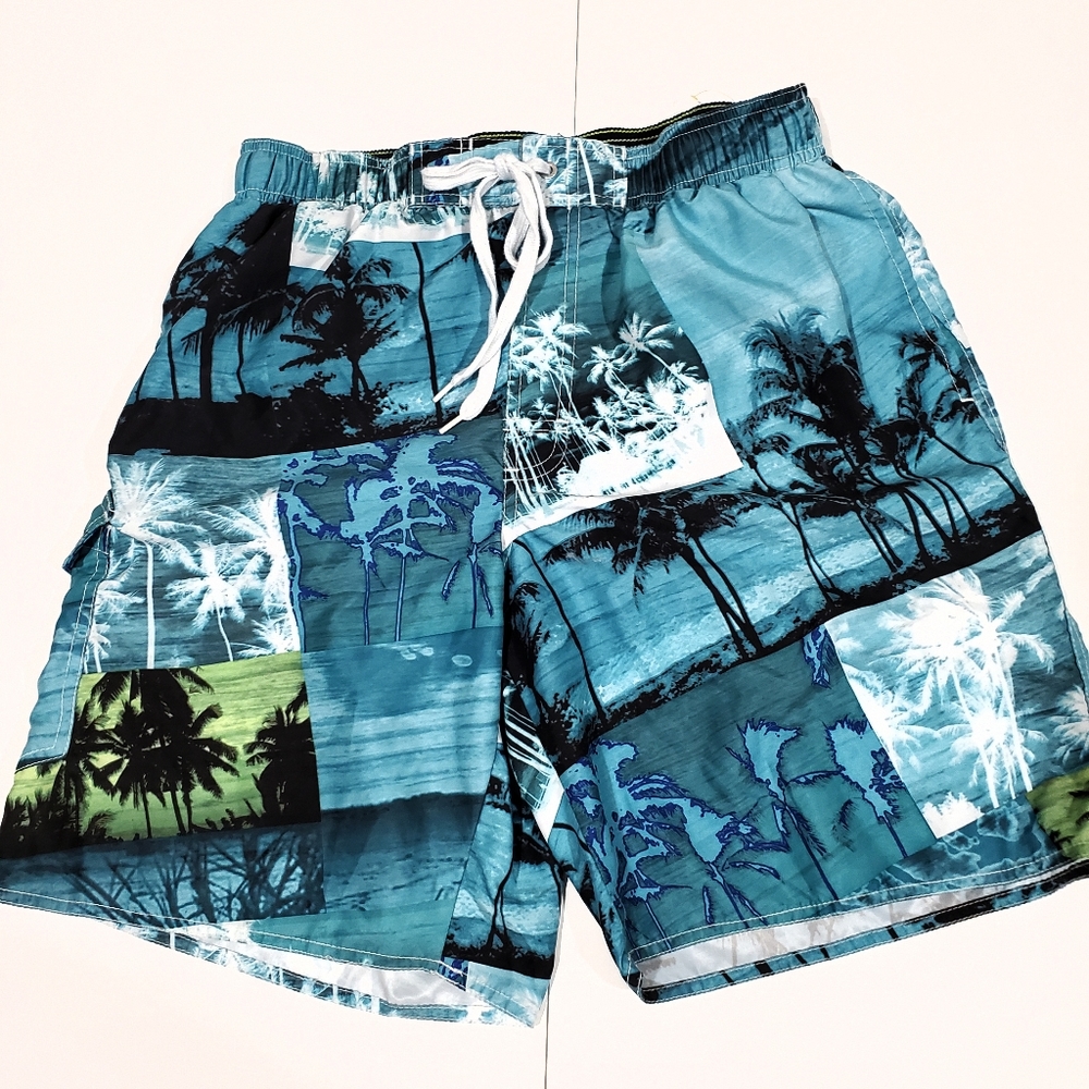 Newport Blue Tropic Print Swim Shorts Size M Cargo